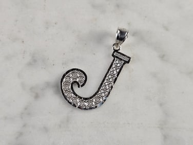 Womens Sterling Silver Initial Letter " J " Pendant