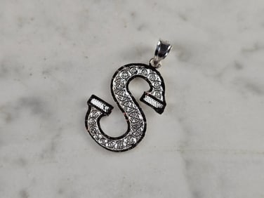 Womens Sterling Silver Initial Letter " S " Pendant