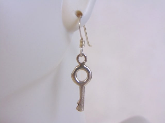 Womens Vintage Estate Sterling Silver Key Earrings (1 of 3)