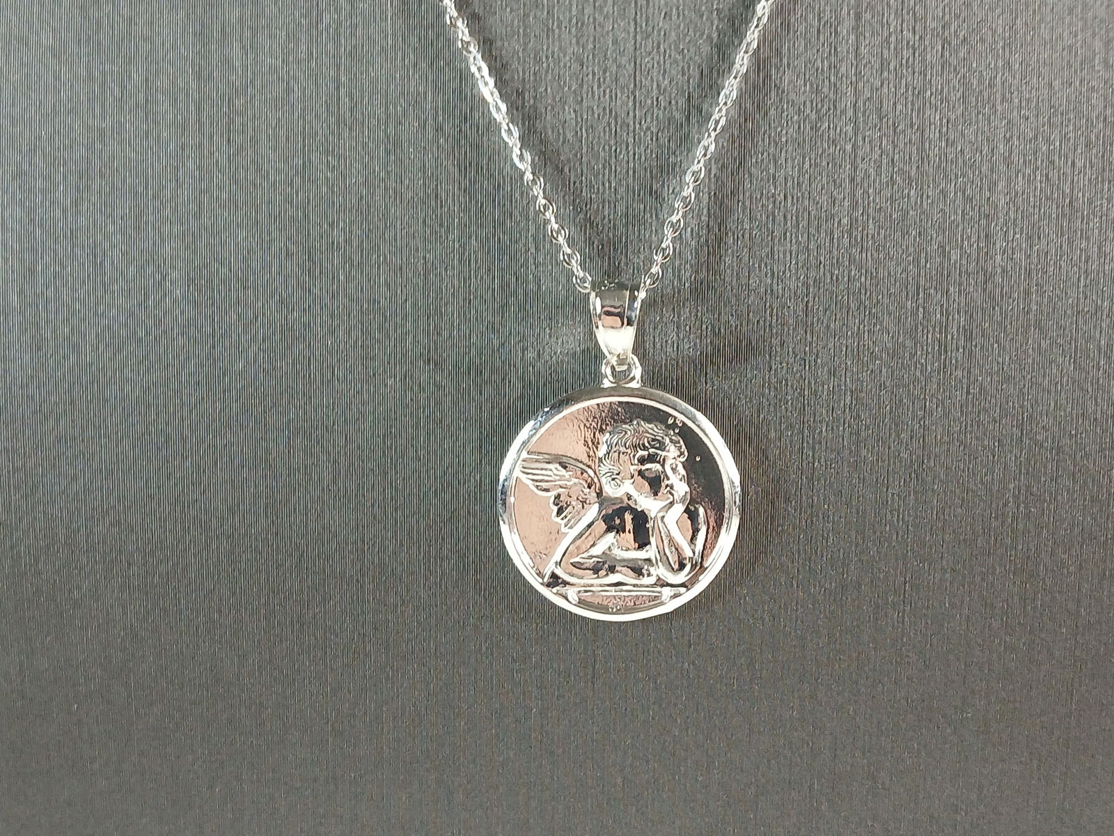 Womens Sterling Silver Guardian Angel Pendant Necklace (1 of 4)