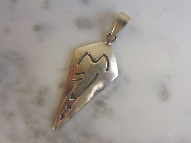 Womens Vintage Estate Sterling Silver Modernist Pendant (1 of 2)