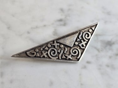 Womens Vintage Estate Sterling Silver Modernist Brooch