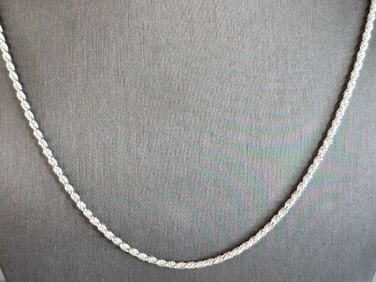 Womens or Mens Vintage Estate Sterling Silver Italian Rope Necklace