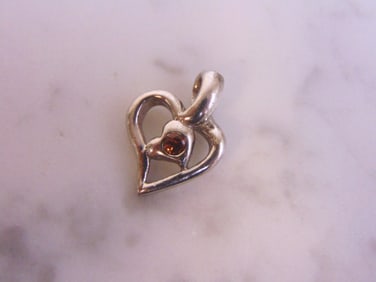 Womens Vintage Estate Sterling Silver Heart Pendant