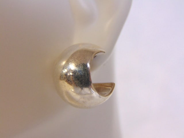 Womens Vintage Sterling Silver Open Hoop Stick Earrings (1 of 6)