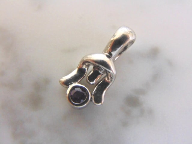 Womens Vintage Sterling Silver Amethyst Stone Pendant (1 of 2)