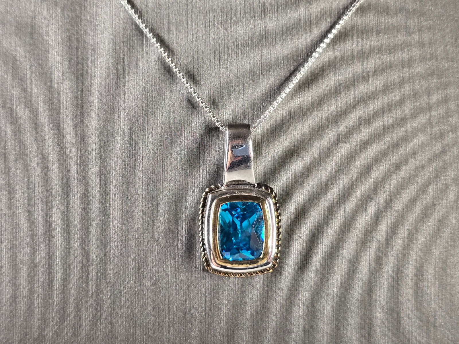 Womens Vintage Estate Sterling Silver Modernist Pendant Necklace (1 of 4)