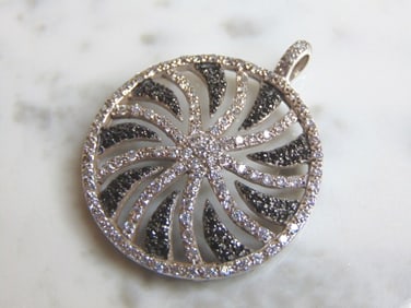 Womens Vintage Estate Sterling Silver CZ Stone Pendant