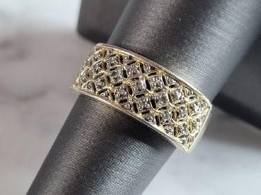 Womens Vintage Estate Sterling Silver Gold Tone CZ Ring