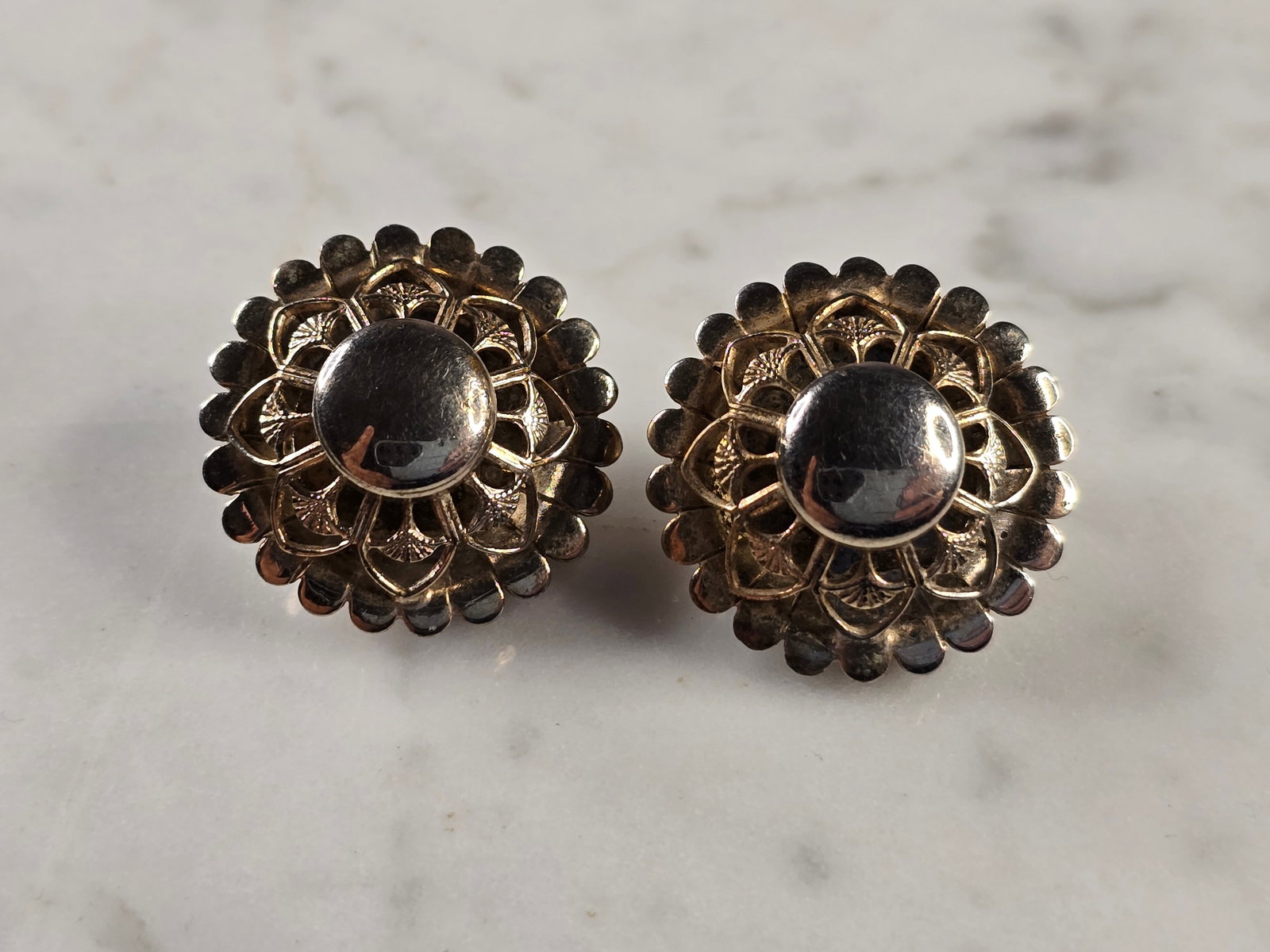 Womens Vintage Estate Sterling Silver Modernist Clip On Earrings (1 of 3)