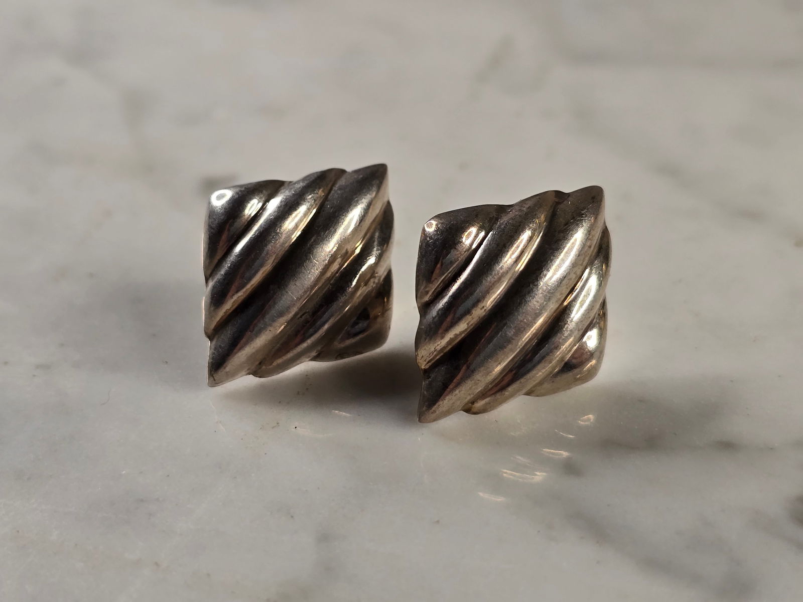 Womens Vintage Estate Sterling Silver Modernist Earrings (1 of 3)