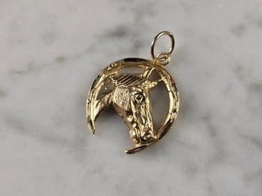 Womens Vintage Estate 14K Yellow Gold Horse Shoe Pendant