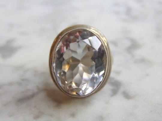 Womens Vintage Estate Sterling Silver CZ Stone Ring (1 of 4)