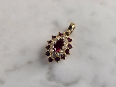 Womens Vintage Estate 14k Yellow Gold CZ Pendant
