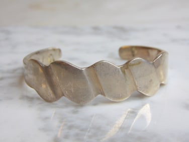 Womens Vintage Sterling Silver Modernist Cuff Bracelet
