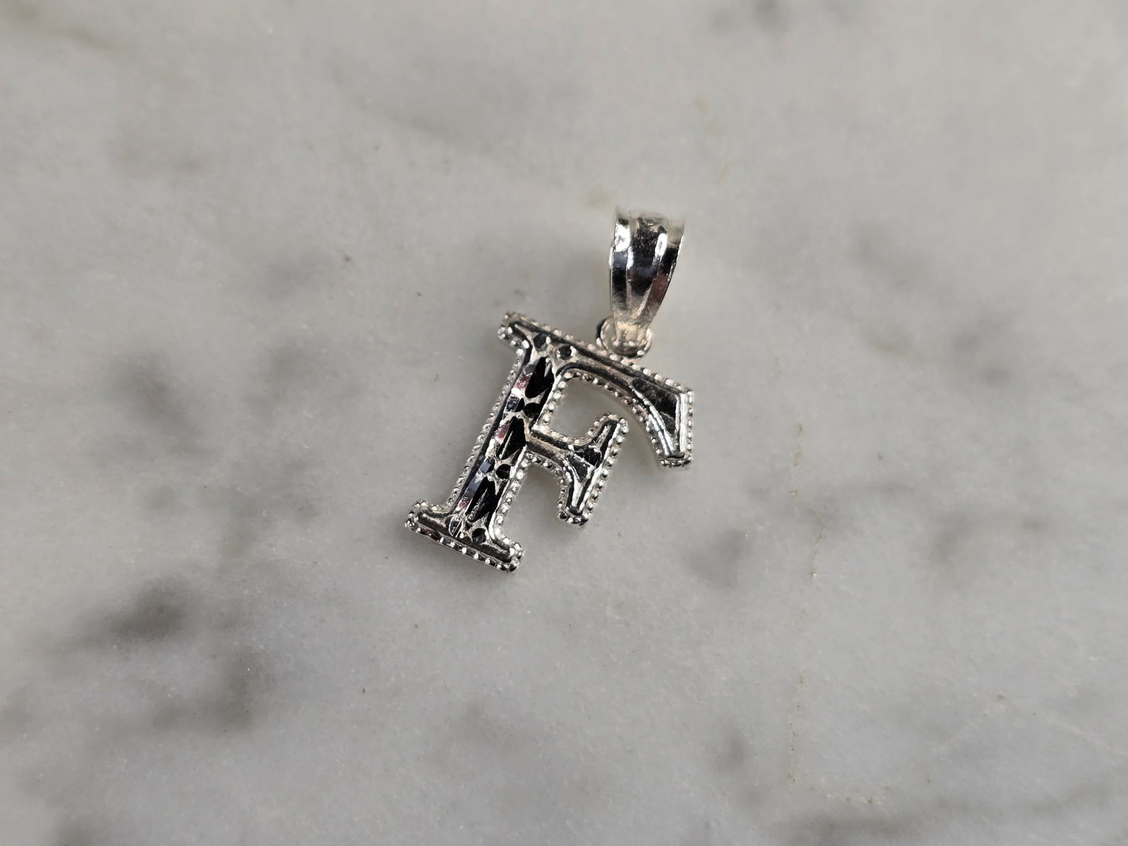 Womens Sterling Silver Initial Letter " F " Pendant (1 of 3)