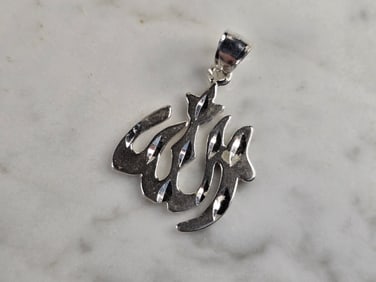 Vintage Estate Sterling Silver Muslim Allah Pendant