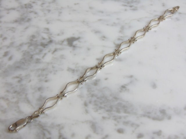 Womens Vintage Estate Sterling Silver Modernist Link Bracelet (1 of 3)