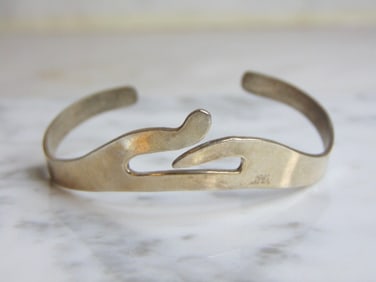 Womens Vintage Sterling Silver Modernist Cuff Bracelet