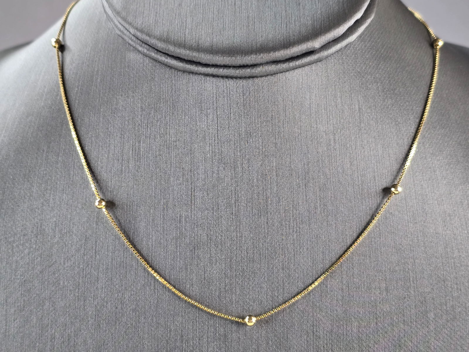 Womens Vintage Estate 14K Yellow Gold Beaded Chain Necklace (1 of 3)