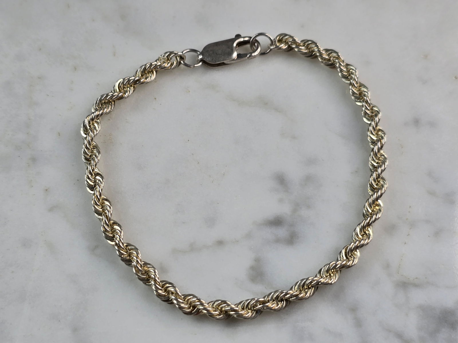Womens Vintage Estate Sterling Silver Rope Bracelet (1 of 3)