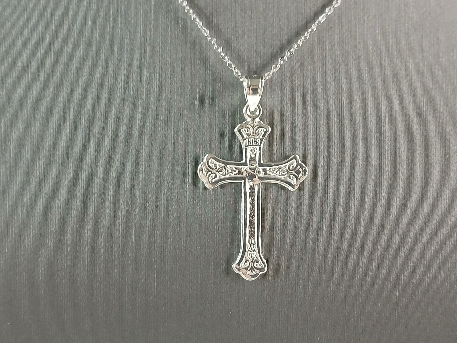 Womens Sterling Silver Religious Cross Pendant Necklace (1 of 4)