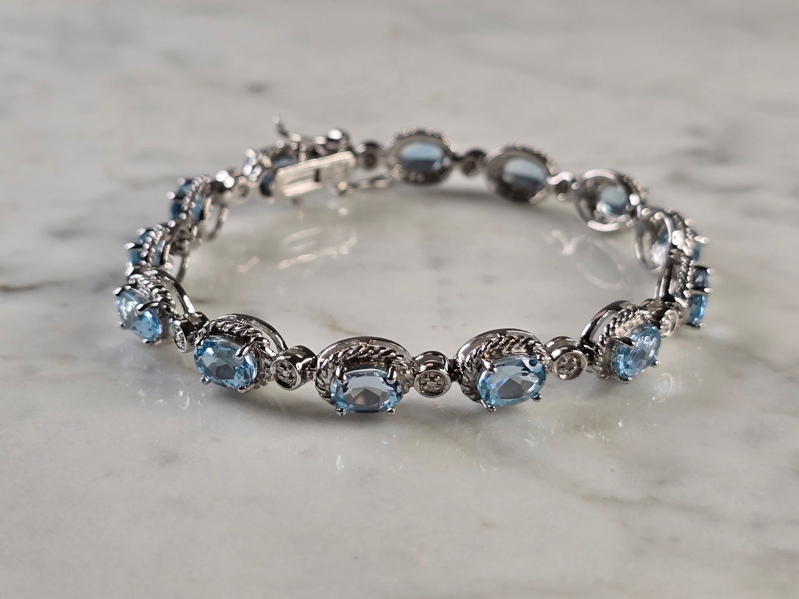 Womens Vintage Estate Sterling Silver Topaz CZ Bracelet (1 of 4)