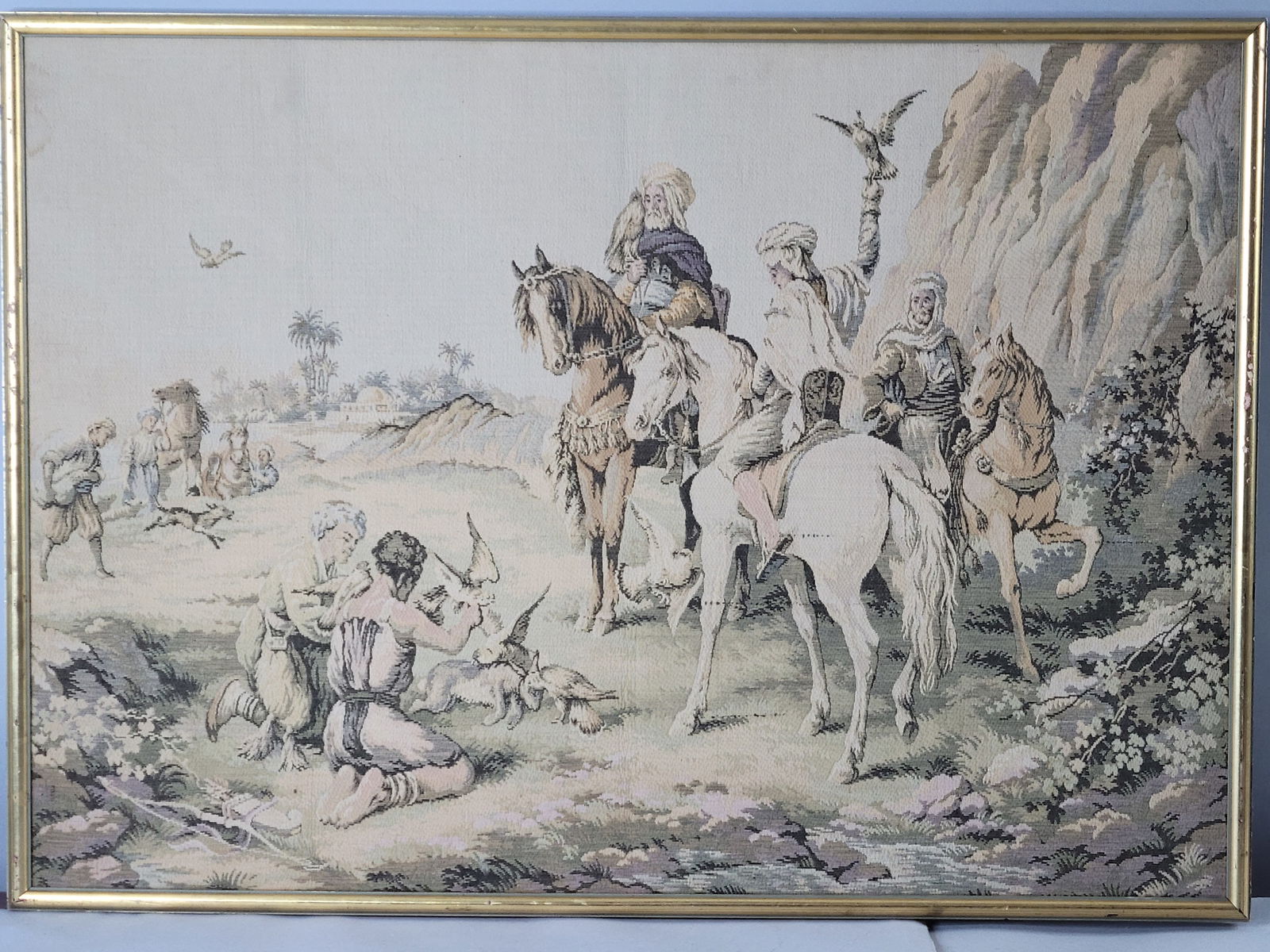 Decorative Vintage Persian Falconry Scene Tapestry (1 of 10)