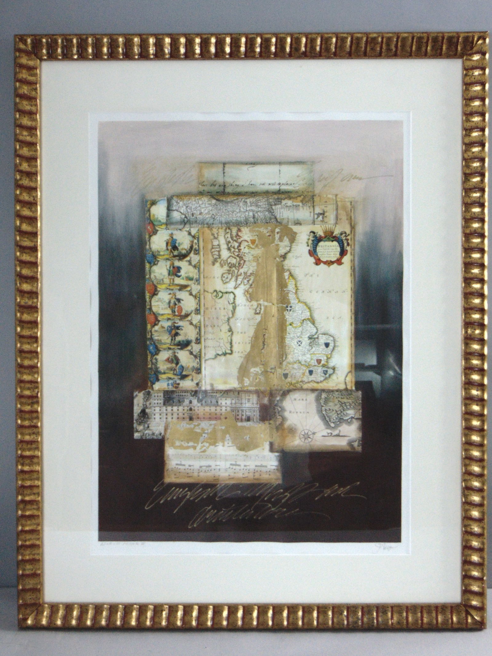 Vintage Estate World Maps II Signed & Framed Art Print (1 of 7)