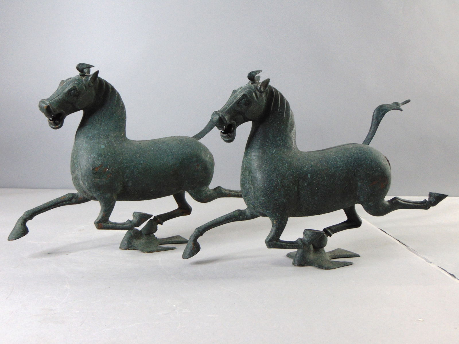 Pair of Vintage Chinese Copper Ming Style Horse Figure (1 of 12)