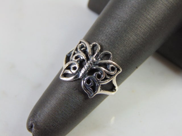 Womens Vintage Estate Sterling Silver Butterfly Ring (1 of 5)