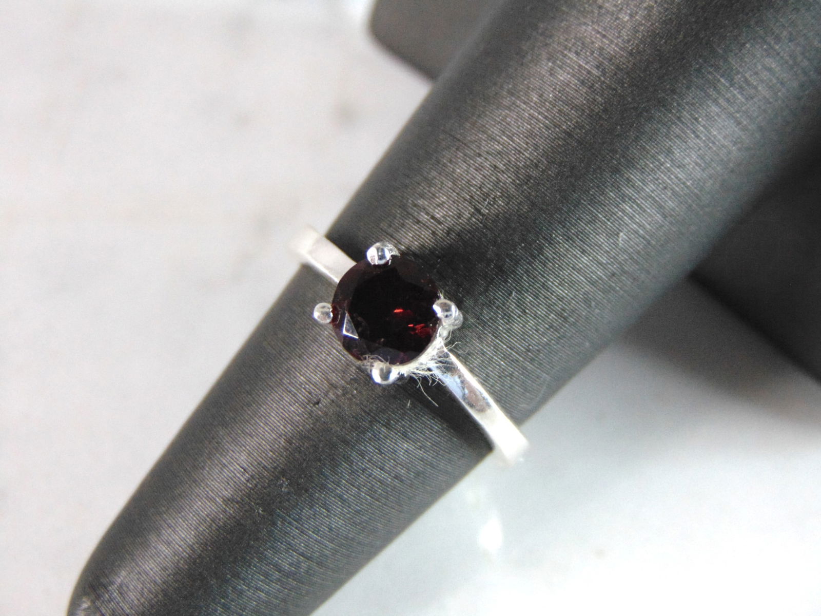 Womens Sterling Silver Ring w/ Garnet Colored Stone (1 of 5)