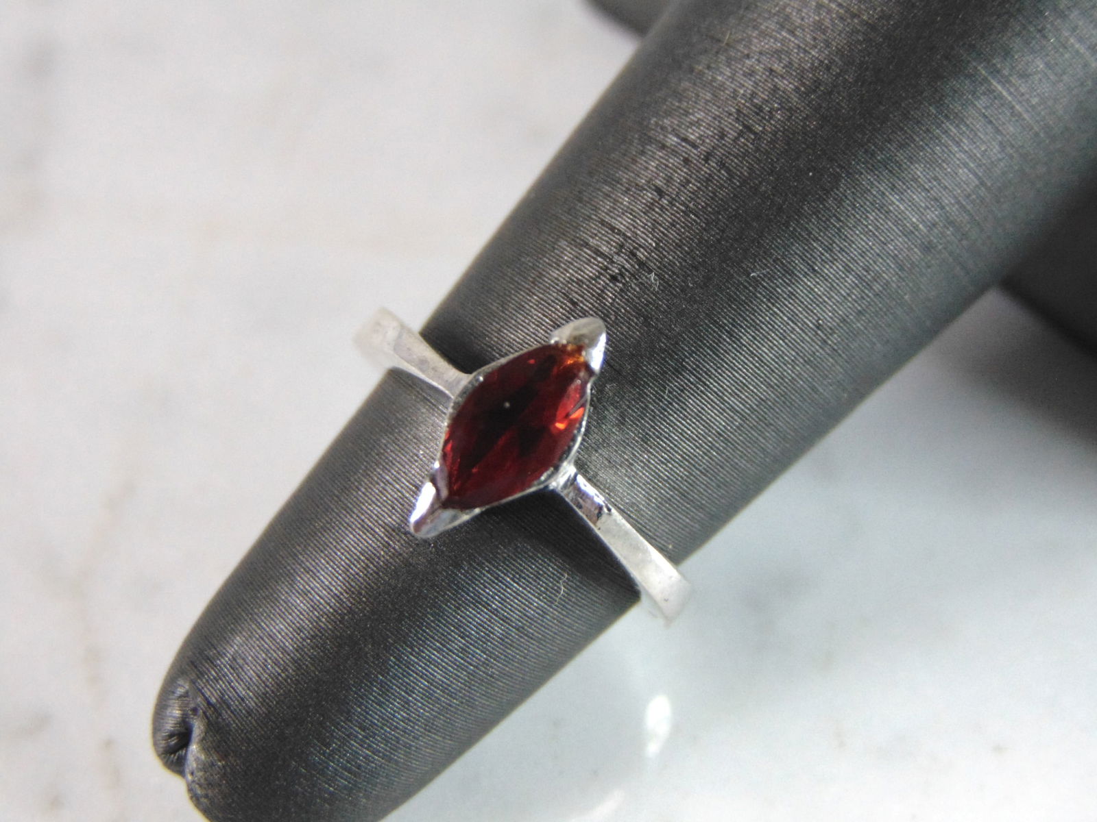 Womens Sterling Silver Ring w/ Garnet Colored Stone (1 of 4)