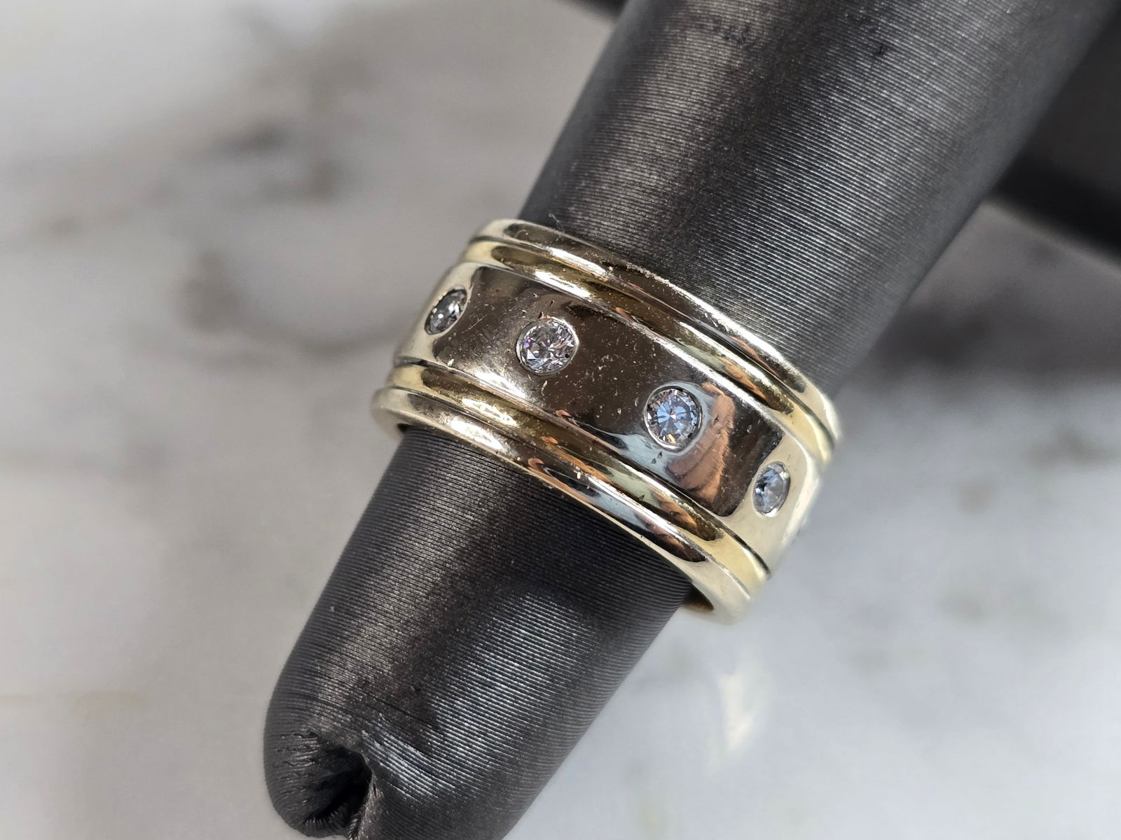 Womens Vintage Estate 18K Yellow & White Gold Diamond Novell Ring (1 of 5)