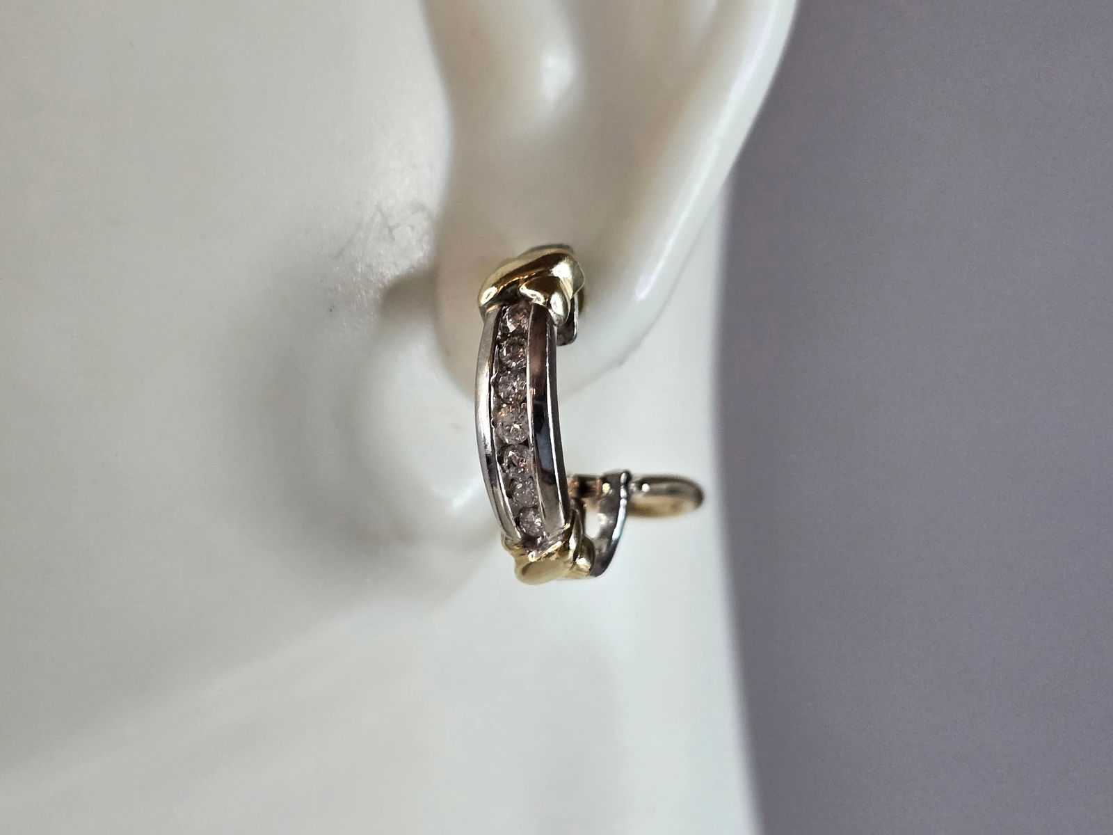 Womens Vintage Estate 10K Multi Gold Diamond Earrings (1 of 4)