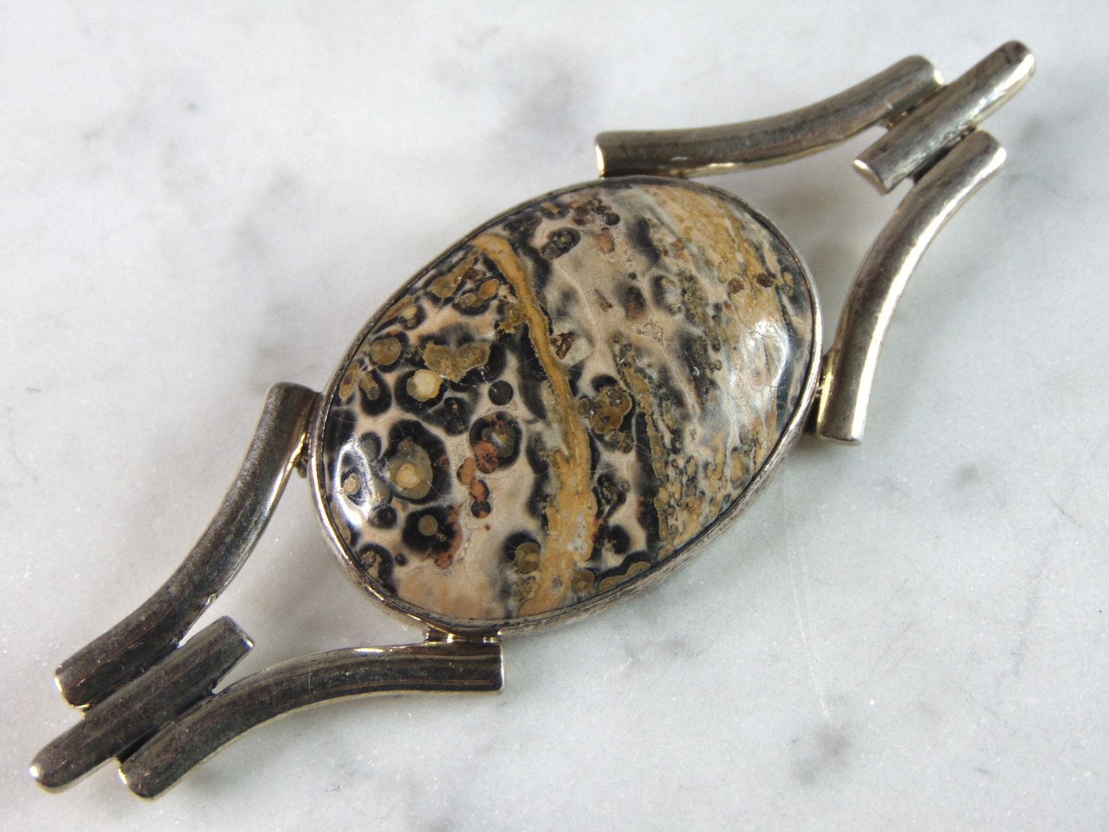 Womens Vintage Estate Sterling Silver Anne Harvey Jasper Brooch (1 of 3)