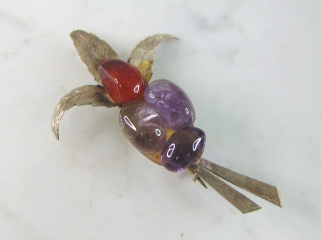 Womens Sterling Silver Modernist Multi Stone Brooch (1 of 2)