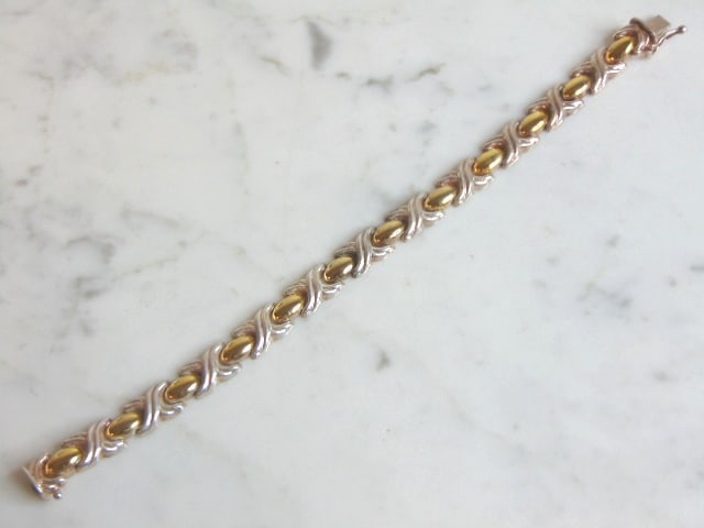 Womens Vintage Estate Sterling Silver Gold Tone Modernist Bracelet (1 of 3)