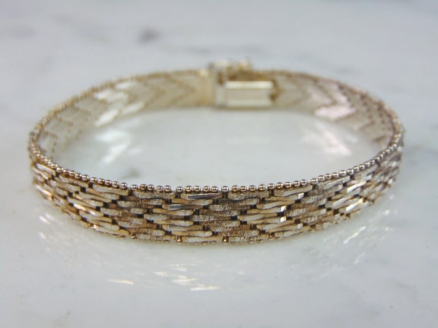 Womens Vintage Sterling Silver Herringbone Bracelet (1 of 4)