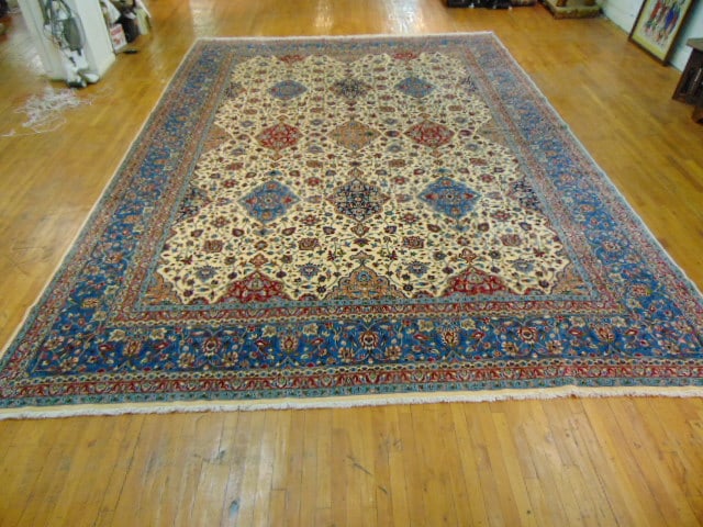 Vintage Estate Semi-Antique Handmade Esphahan Rug (1 of 7)