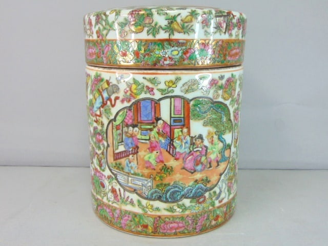 Hand Painted Chinese Rose Medallion Opium Jar (1 of 8)