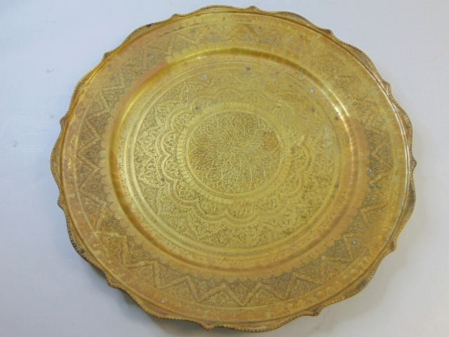 Vintage Antique Decorative Middle Eastern Brass Charger Tray (1 of 5)