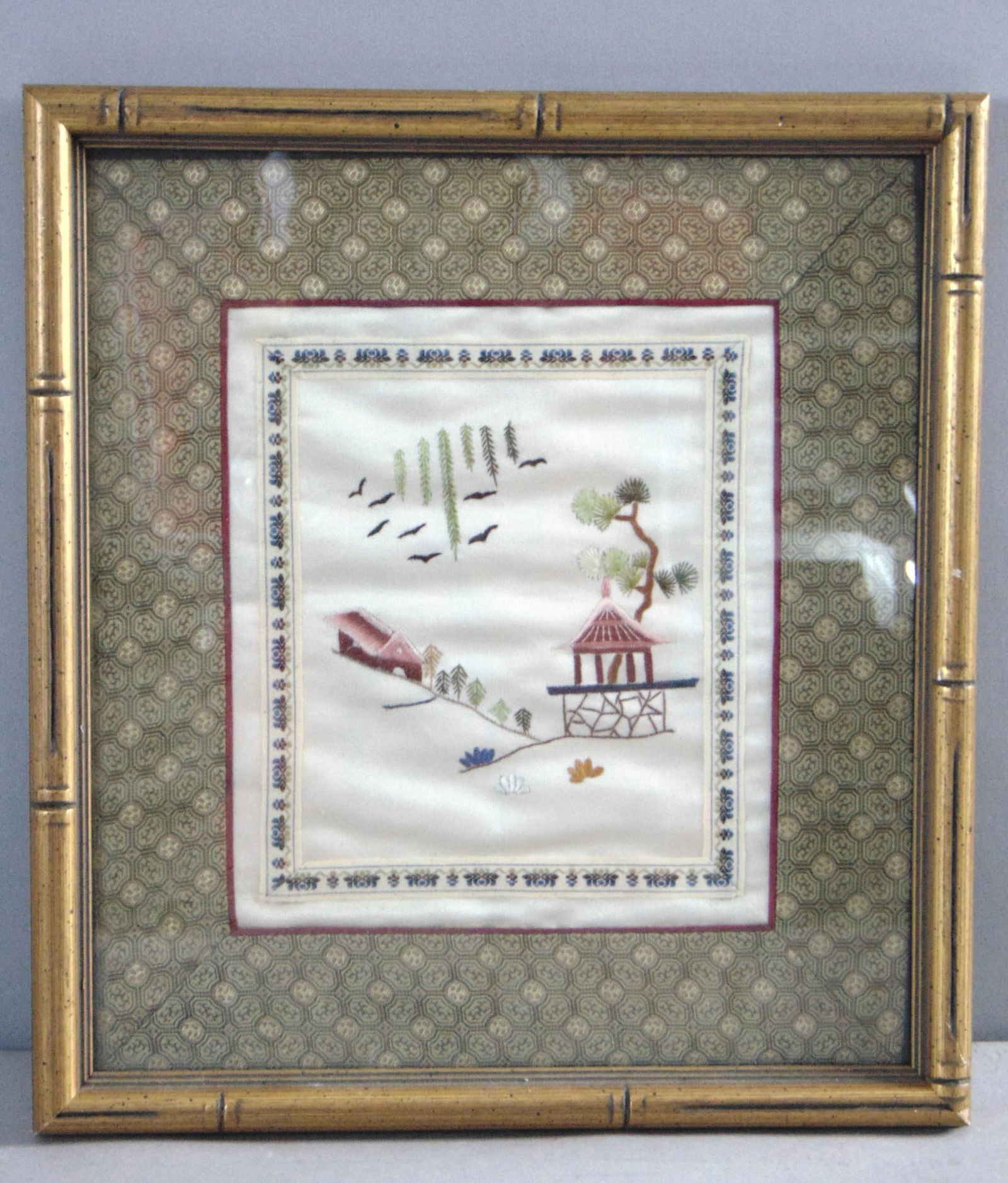 Vintage Estate Framed Chinese Tapestry Wall Decor (1 of 5)