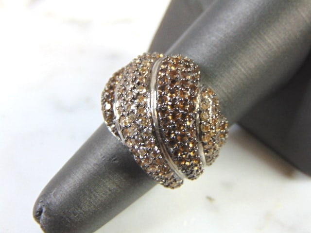 Womens Sterling Silver Fashion Rhinestone Ring (1 of 4)