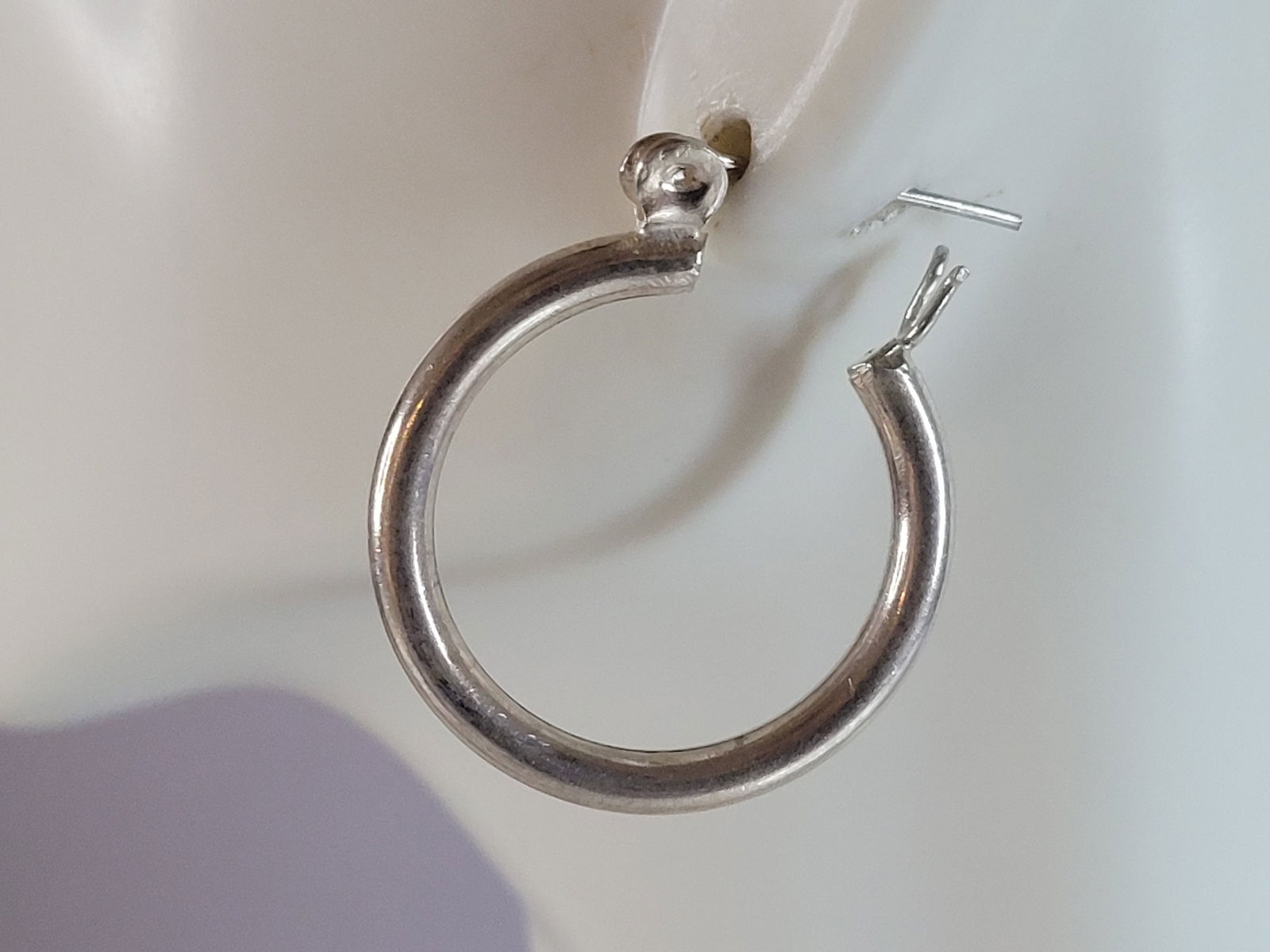 Womens Vintage Estate Sterling Silver Modernist Hoop Earrings (1 of 4)