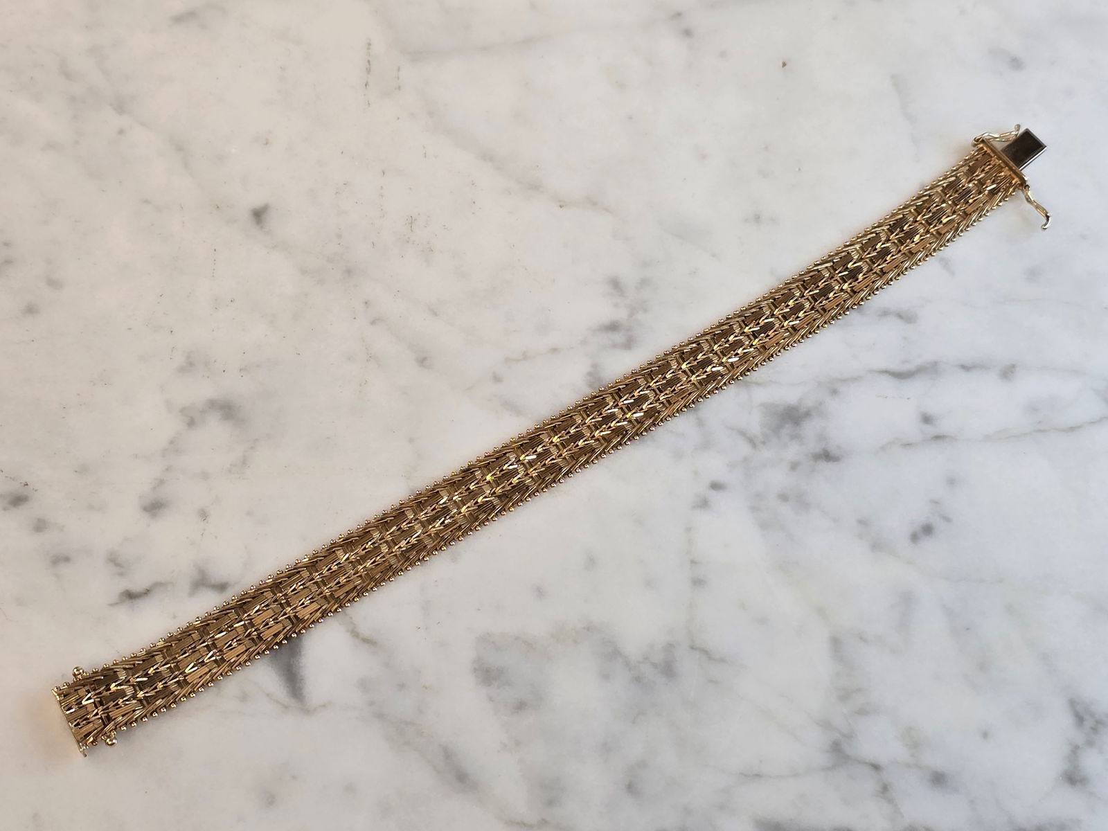Womens Vintage Estate 14K Yellow Gold Mesh Bracelet (1 of 3)