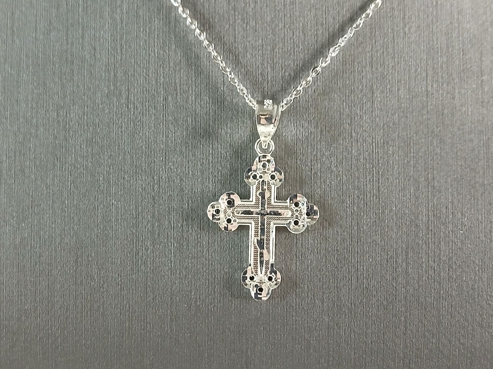 Womens Sterling Silver Religious Cross Pendant Necklace (1 of 4)