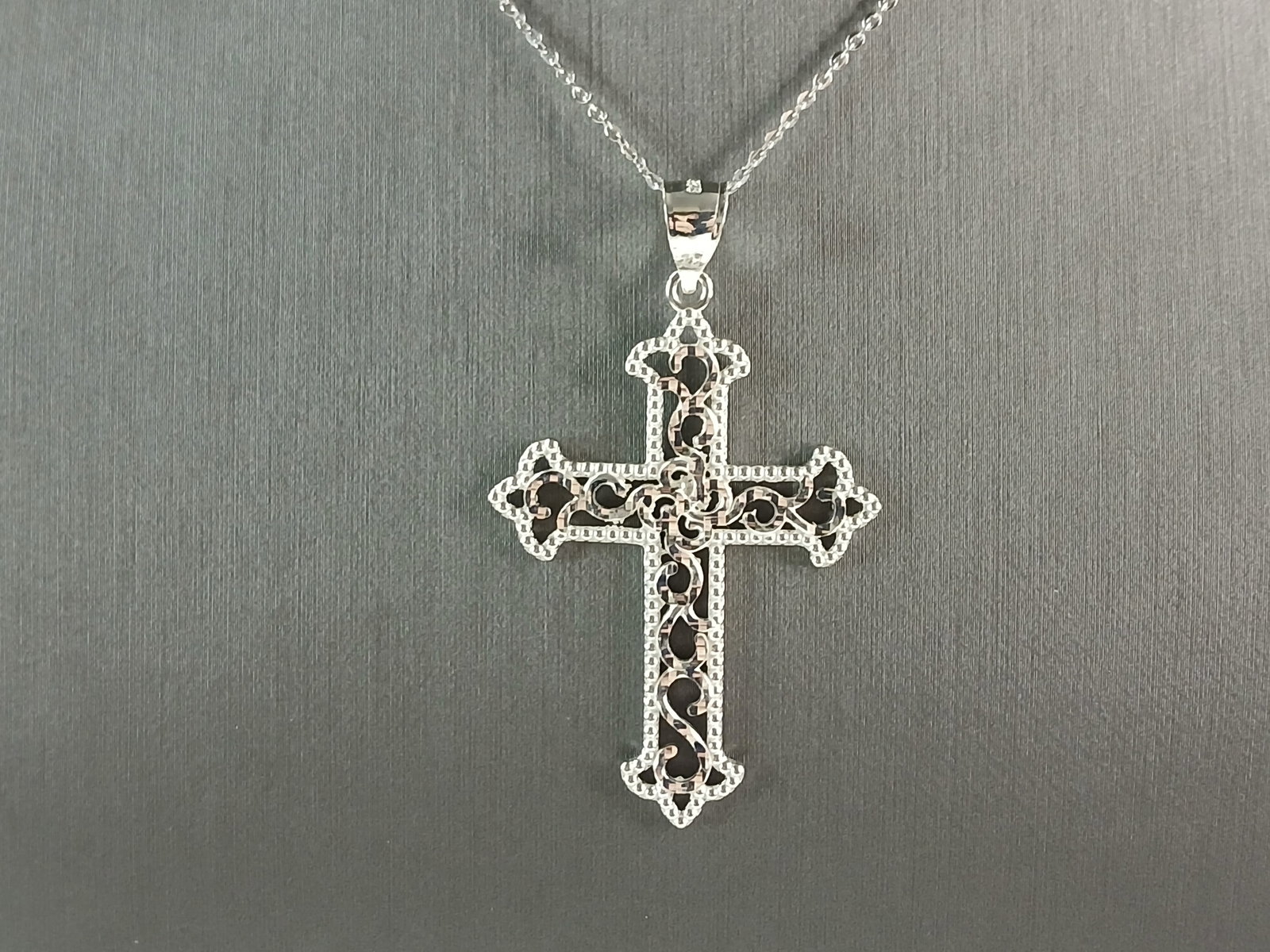 Womens Sterling Silver Religious Cross Pendant Necklace (1 of 4)