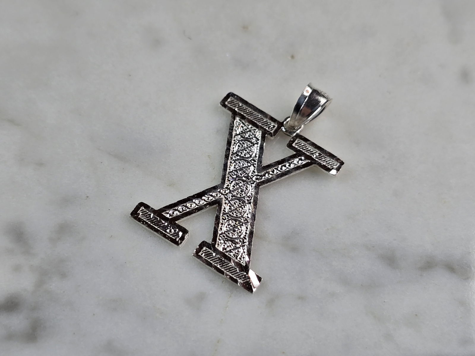 Womens Sterling Silver Initial Letter " X " Pendant (1 of 3)