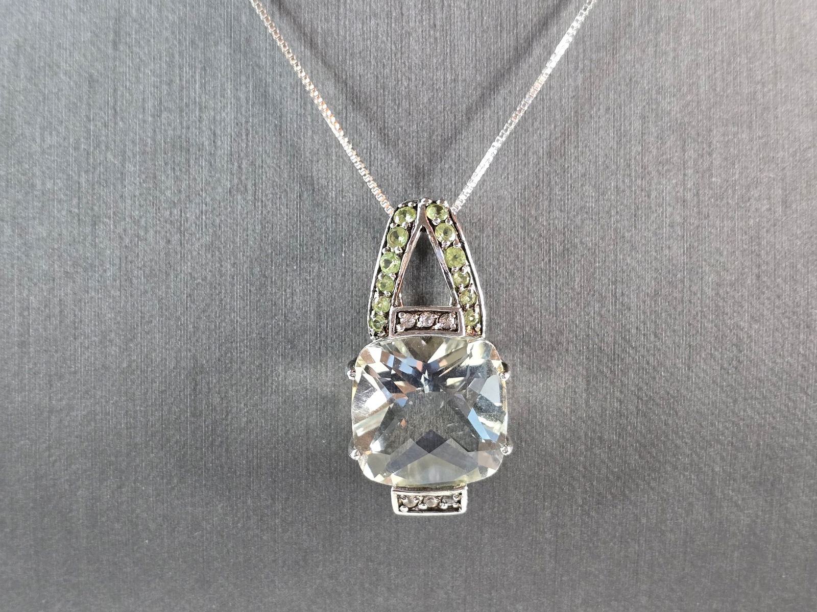 Womens Vintage Estate Sterling Silver Modernist Pendant & Necklace (1 of 4)